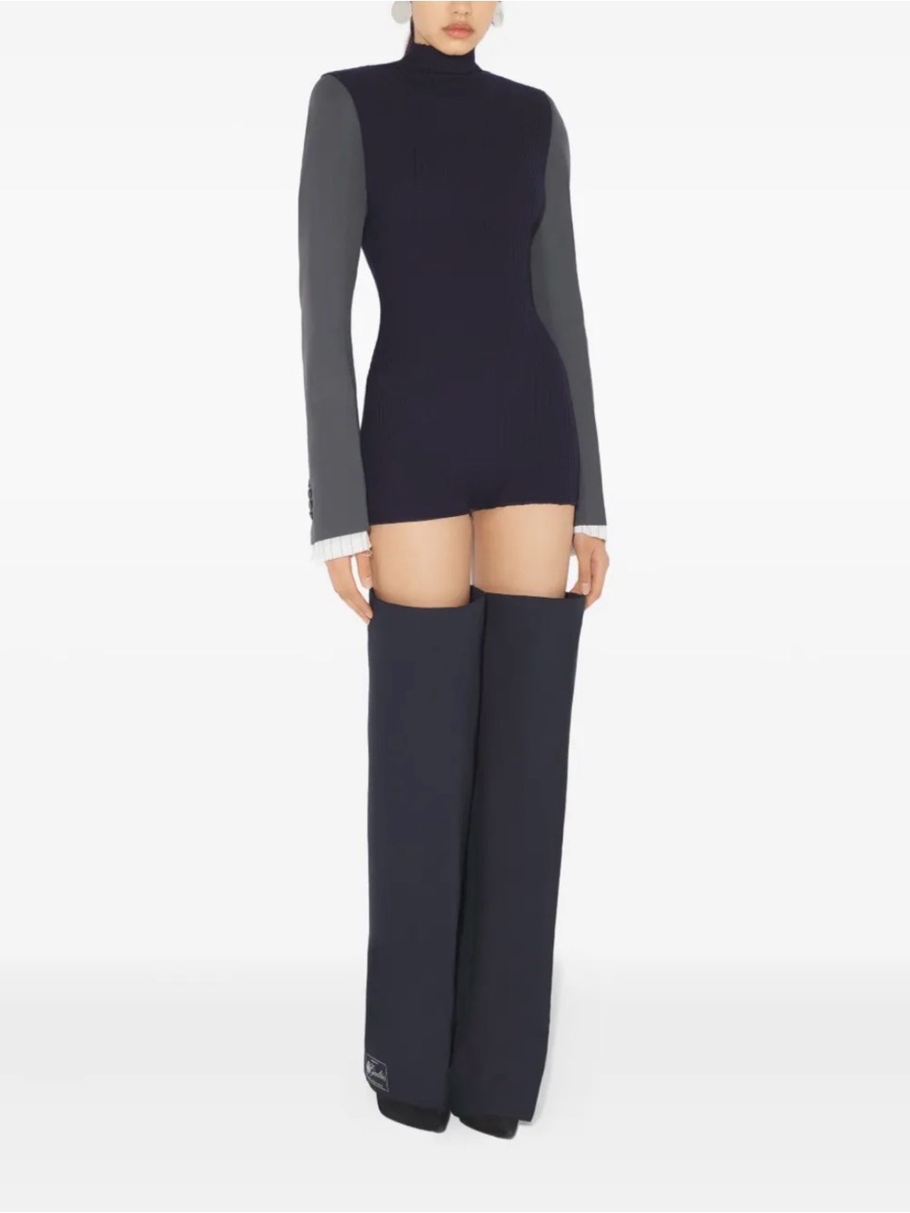 Jean Paul Gaultier Two-Tone Navy Wide-Leg Trousers WORN ONCE